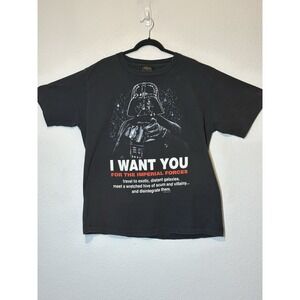 Vintage 90s Star Wars Shirt XL Black Darth Vader "I Want You " USA